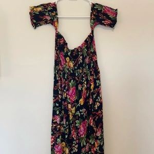 Rebellion Off Shoulder Smocked Floral Maxi…